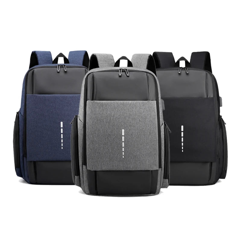 Men Business Waterproof Backpacks USB Charging 15.6 Laptop Travel Bags