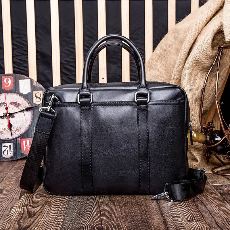 Men Business Office Briefcase Leather Handbag Laptop Tote Large Shoulder Bag