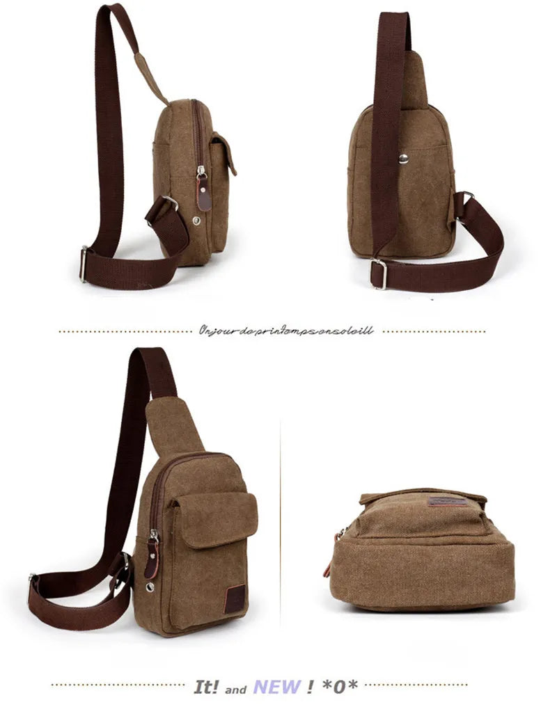 Men Canvas Bag Pack Travel Hiking Cross Body Messenger Shoulder Sling Chest Bags