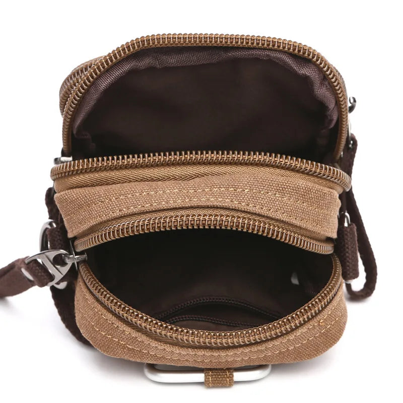 Men Canvas Travel Bag Single Shoulder Waist Pack Maletin Hombre
