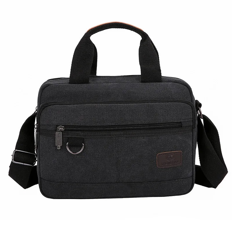 Men Canvas Briefcases Retro Business Office Shoulder Bags Work Crossbody Bag