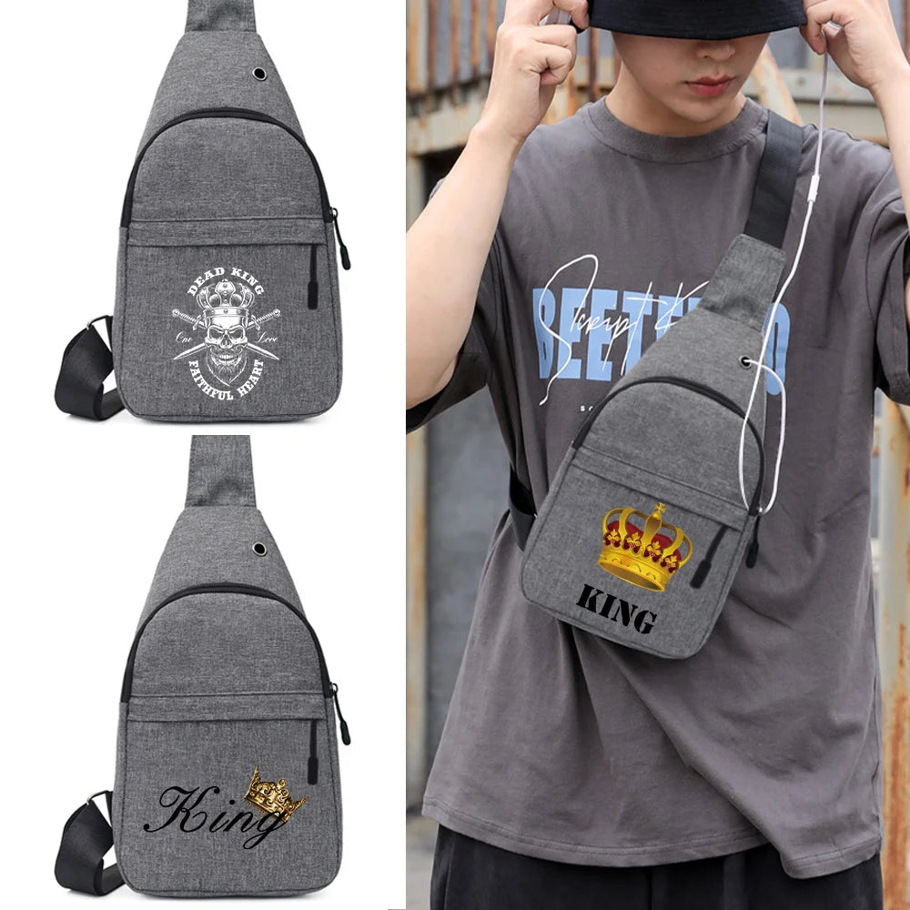 Men Canvas Chest Pack Backpack with Cross Chest Strap