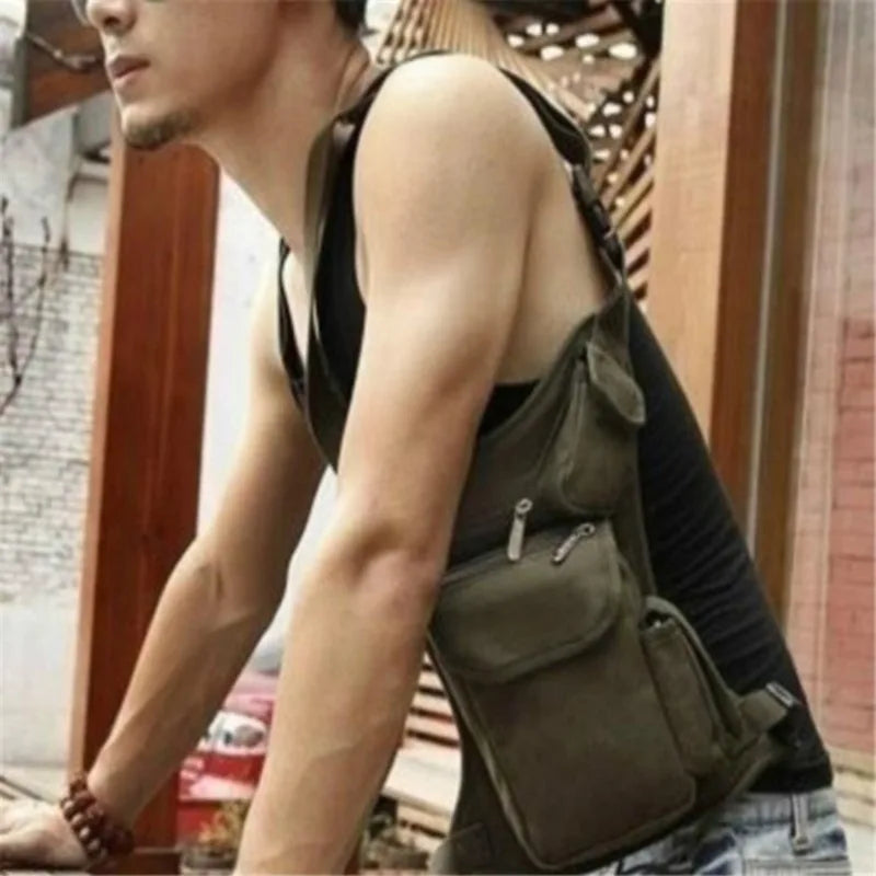 Men Canvas Drop Leg Waist Bag Fanny Pack Belt Hip Bum Military Travel