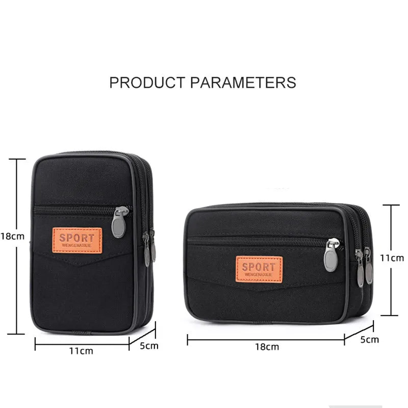 Canvas Waist Bag Multifunction Phone Belt Pack Waterproof Pouch