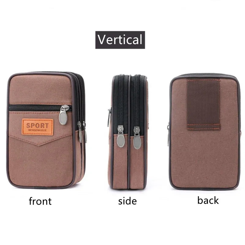 Canvas Waist Bag Multifunction Phone Belt Pack Waterproof Pouch