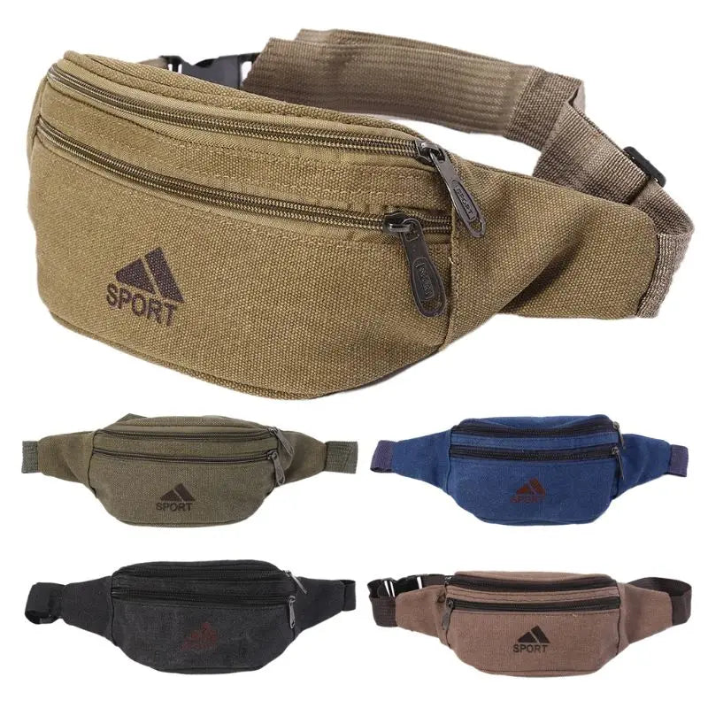 Men Casual Durable Fanny Pack Waist Bags Belt-Bag Canvas Hip Bum Military Bag