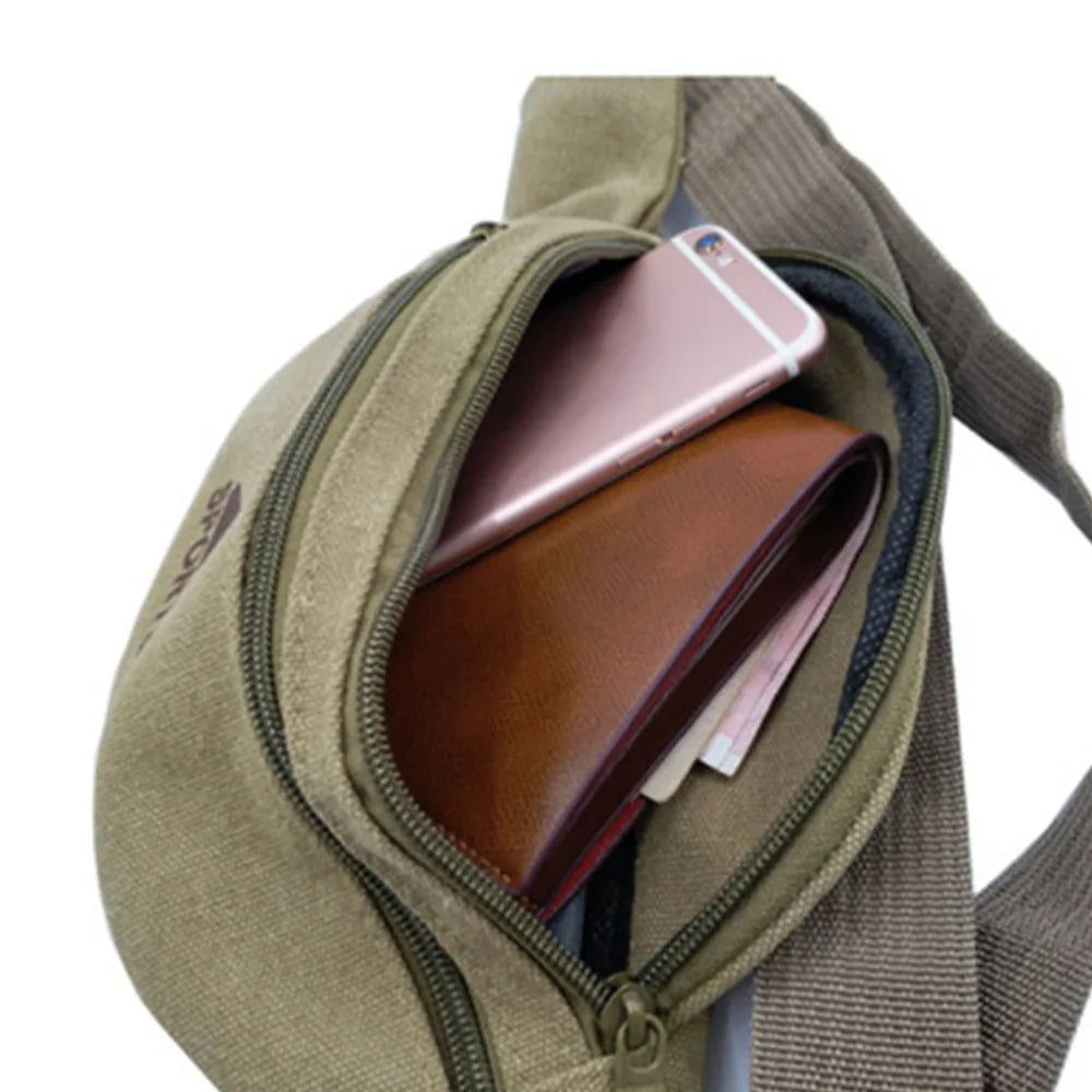 Men Casual Durable Fanny Pack Waist Bags Belt-Bag Canvas Hip Bum Military Bag