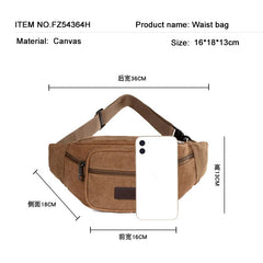 Men Casual Durable Fanny Waist Pack Male Waist Bags Belt Canvas Hip Bum Military