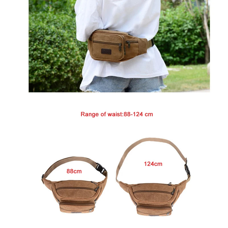 Men Casual Durable Fanny Waist Pack Male Waist Bags Belt Canvas Hip Bum Military