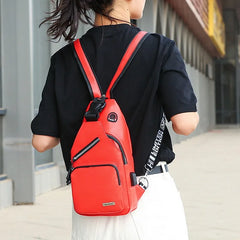Casual Small Backpack Women Girls Chest Bag USB Charging Port