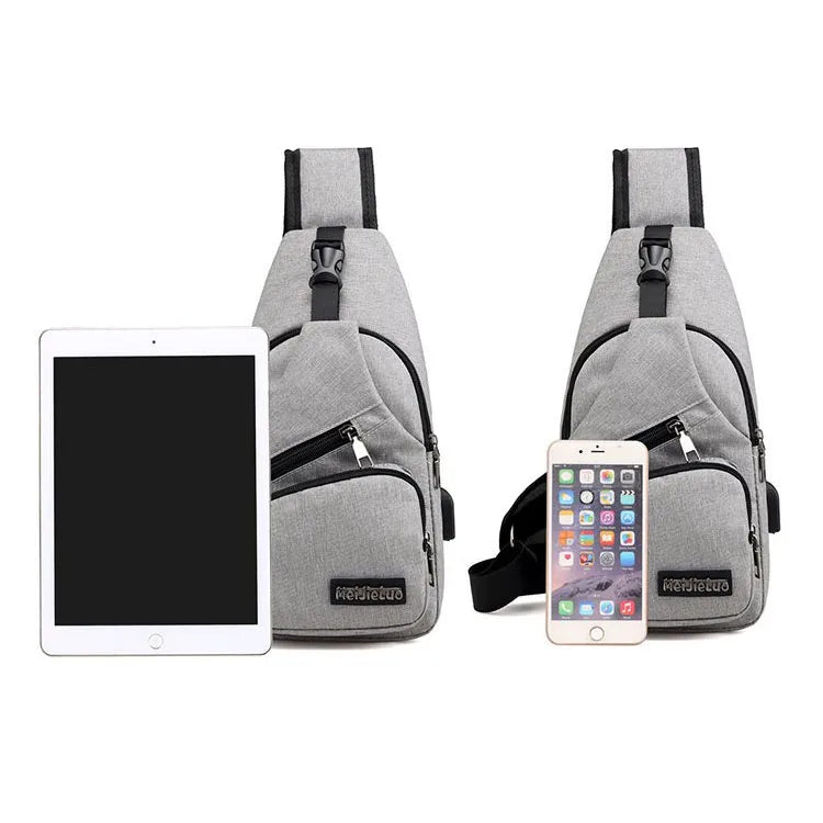 Men Chest Bag USB Charging Crossbody Bags Male Anti Theft Waist Pack
