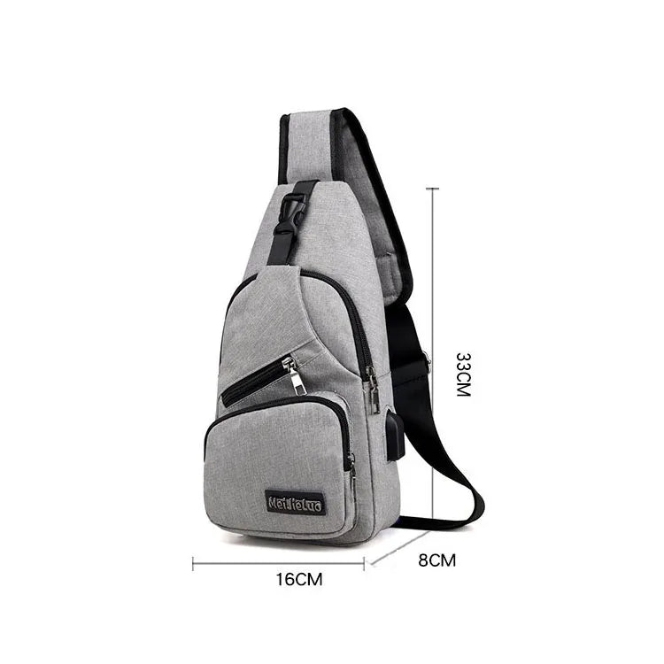 Men Chest Bag USB Charging Crossbody Bags Male Anti Theft Waist Pack