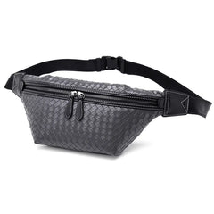 Men Chest Bag Woven Fanny Pack Leather Shoulder Bags Automatic buckle Belt Bag