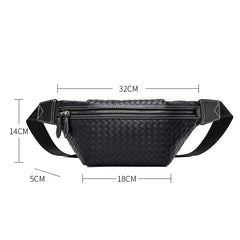 Men Chest Bag Woven Fanny Pack Leather Shoulder Bags Automatic buckle Belt Bag