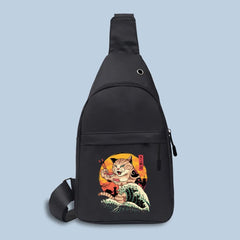 Japan Cat Print Fanny Banana Bag for Men Chest Pack