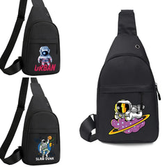 Astronaut Print Chest Pack Purse Canvas Travel Phone Bag