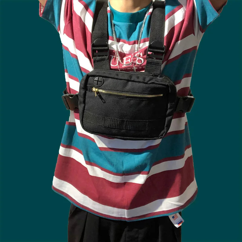 Men Chest Ring Chest Bag Boy Tactical Vest Backpack Waist Bag Male Fanny Pack