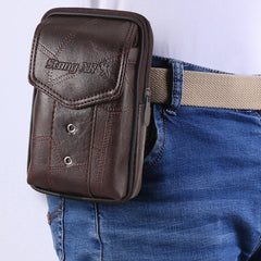 Men Cowhide Leather Fanny Waist Bag Classic Texture Solid Mobile Phone Belt Bum