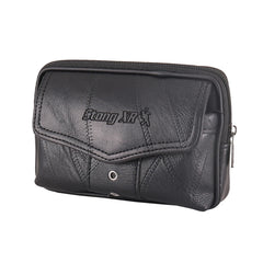 Men Cowhide Leather Fanny Waist Bag Classic Texture Solid Mobile Phone Belt Bum
