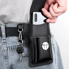 Men Cowhide Leather Fanny Waist Bag Classic Texture Creative Delicate Business