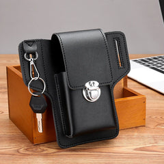 Men Cowhide Leather Fanny Waist Bag Classic Texture Creative Delicate Business