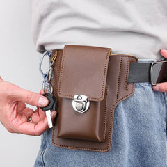 Men Cowhide Leather Fanny Waist Bag Classic Texture Creative Delicate Business