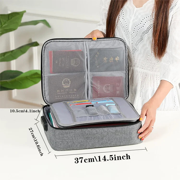 Large Travel Document Organizer Briefcase File Lockbox