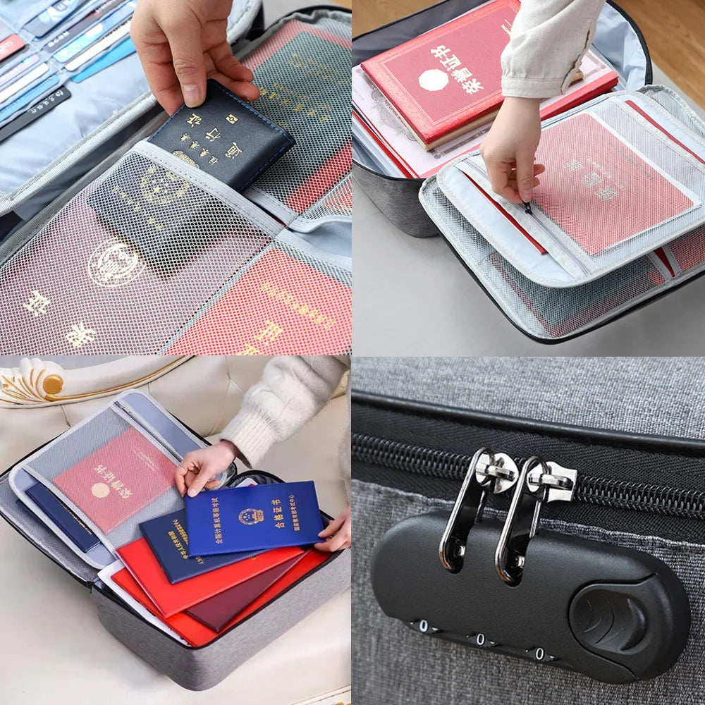 Large Travel Document Organizer Briefcase File Lockbox