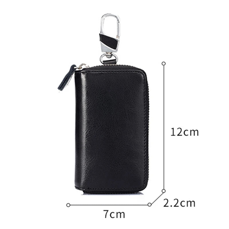 Cow Leather Key Chain Wallet Zipper Organizer Case Pouch