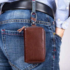 Cow Leather Key Chain Wallet Zipper Organizer Case Pouch