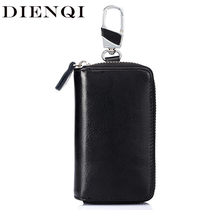 Cow Leather Key Chain Wallet Zipper Organizer Case Pouch