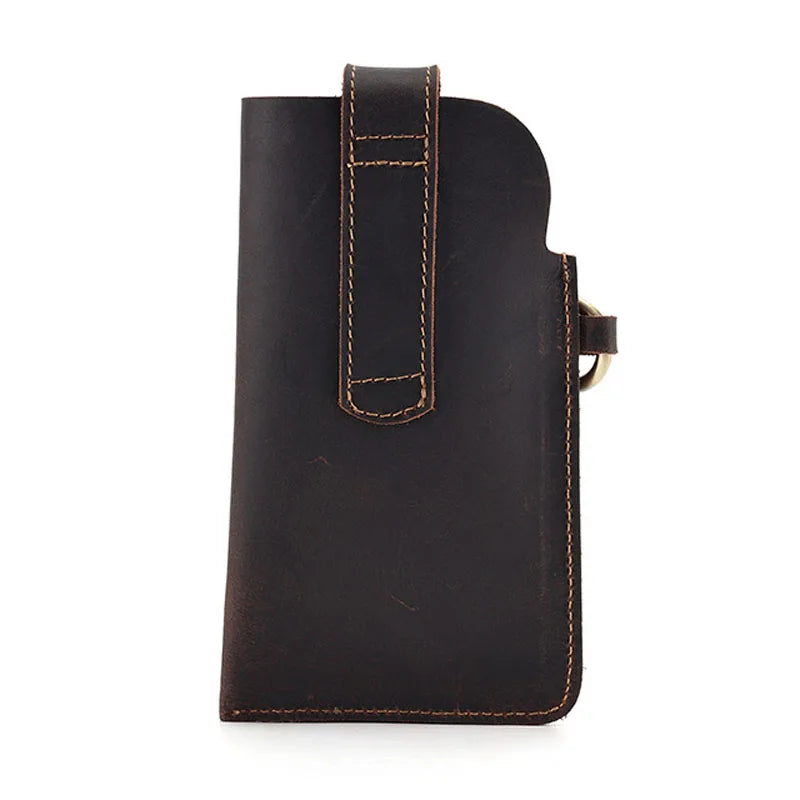 Men Leather Belt Loop Fanny Waist Pack Small Retro Hook Belt Clip Waist Bag