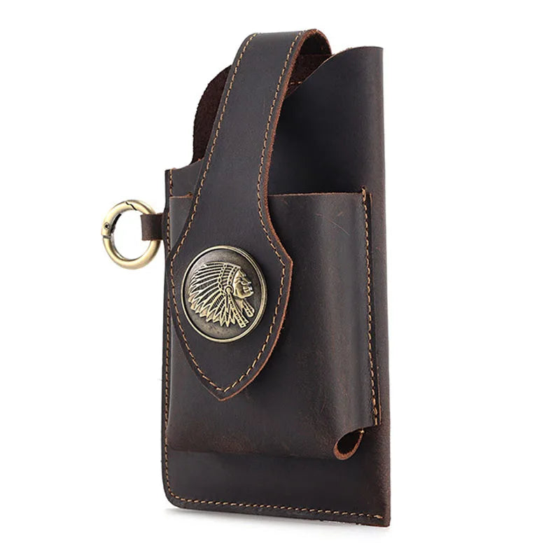 Men Leather Belt Loop Fanny Waist Pack Small Retro Hook Belt Clip Waist Bag