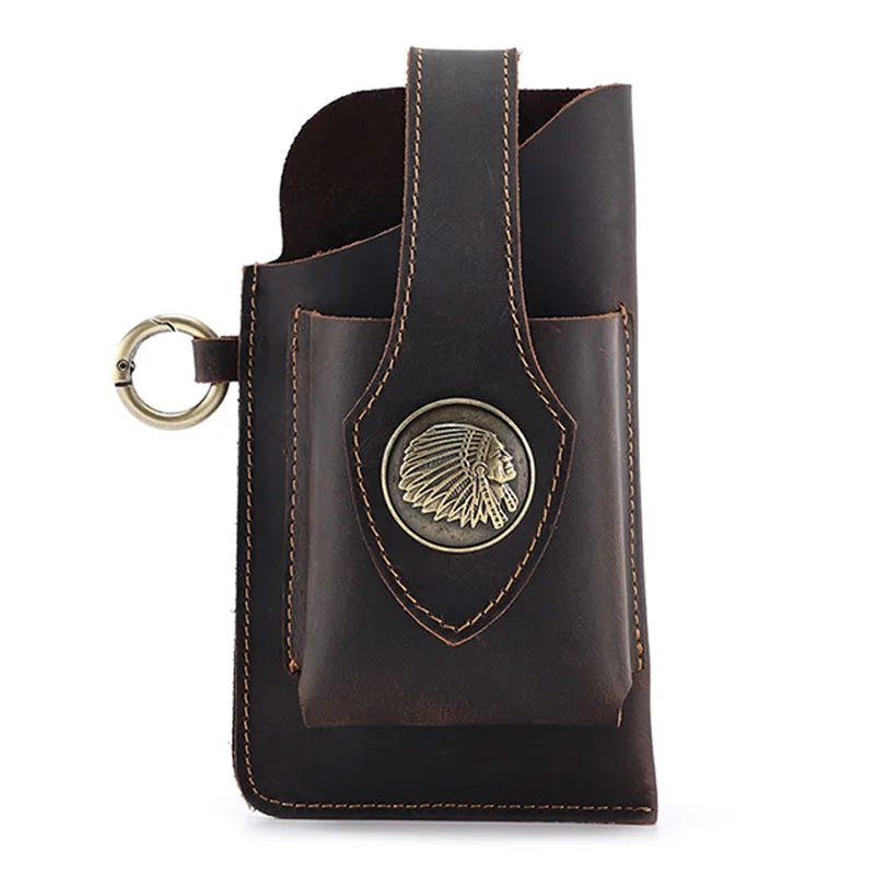 Men Leather Belt Loop Fanny Waist Pack Small Retro Hook Belt Clip Waist Bag