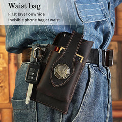 Men Leather Belt Loop Fanny Waist Pack Small Retro Hook Belt Clip Waist Bag