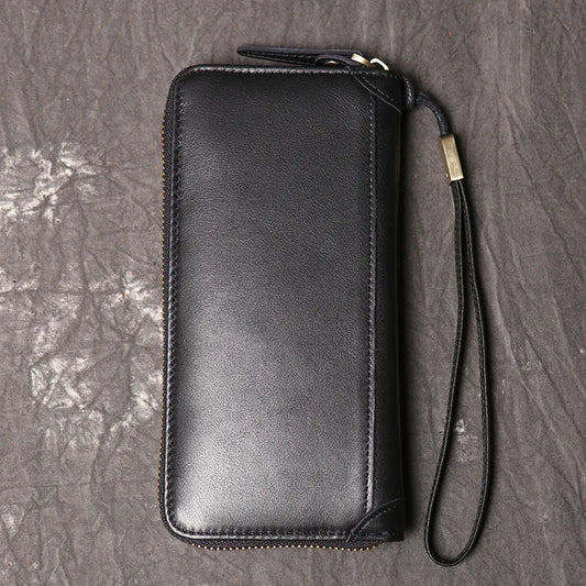 Men Leather Clutch Bag Large Capacity Male Wallets Cell Phone Pocket