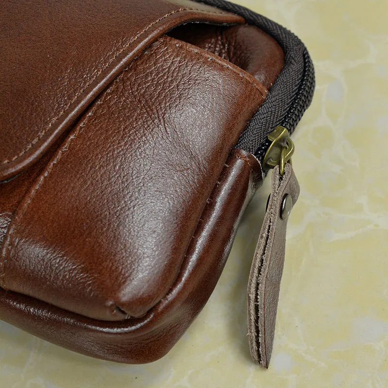 Men Leather Hip Bum Belt Bag Male Phone Pouch High Waist Boy Fanny Packs