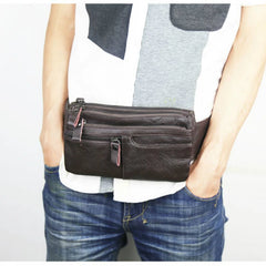 Leather Waist Bag Vintage Belt Bag Multifunction Phone Change Bag