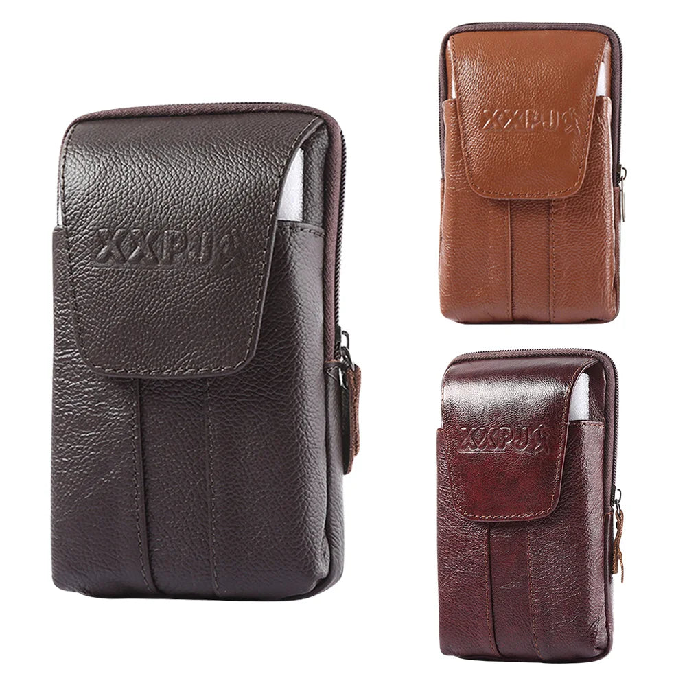 Men Leather Waist Bag Travel Business Fanny Pack Phone Purse Pocket Belt