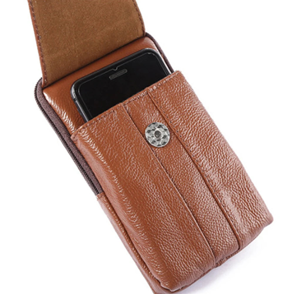 Men Leather Waist Bag Travel Business Fanny Pack Phone Purse Pocket Belt