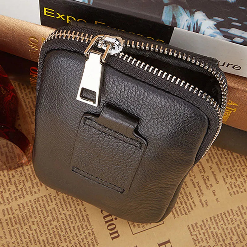 Men Leather Waist Bag with Cell Phone Cover
