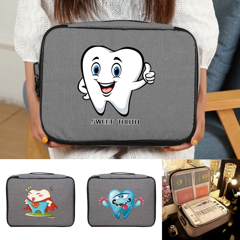Teeth Print Travel Waterproof Document Organizer Briefcase