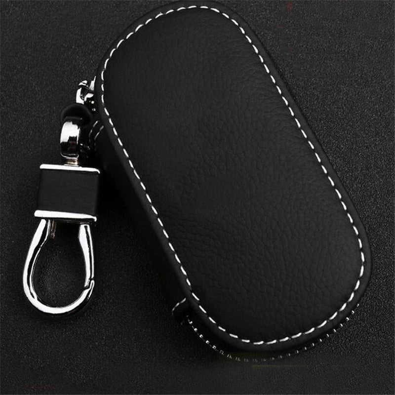 Leather Key Holder Wallet Organizer with Zipper Case
