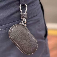 Leather Key Holder Housekeeper Organizer Zipper Key Case Bag