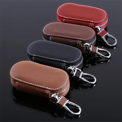 Leather Key Holder Housekeeper Organizer Zipper Key Case Bag