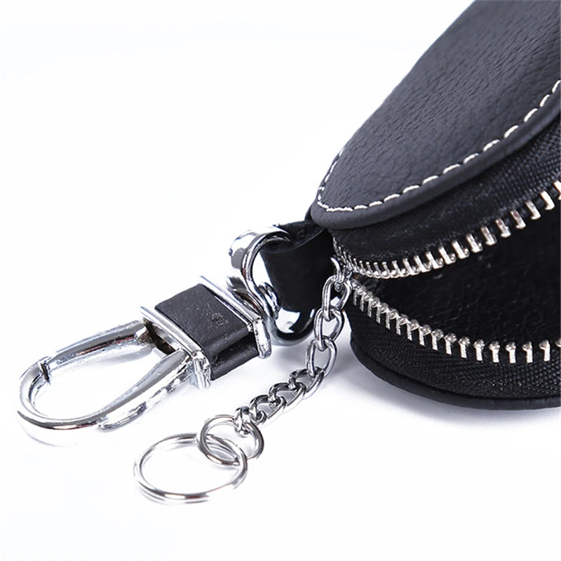 Leather Key Holder Wallet Organizer with Zipper Case