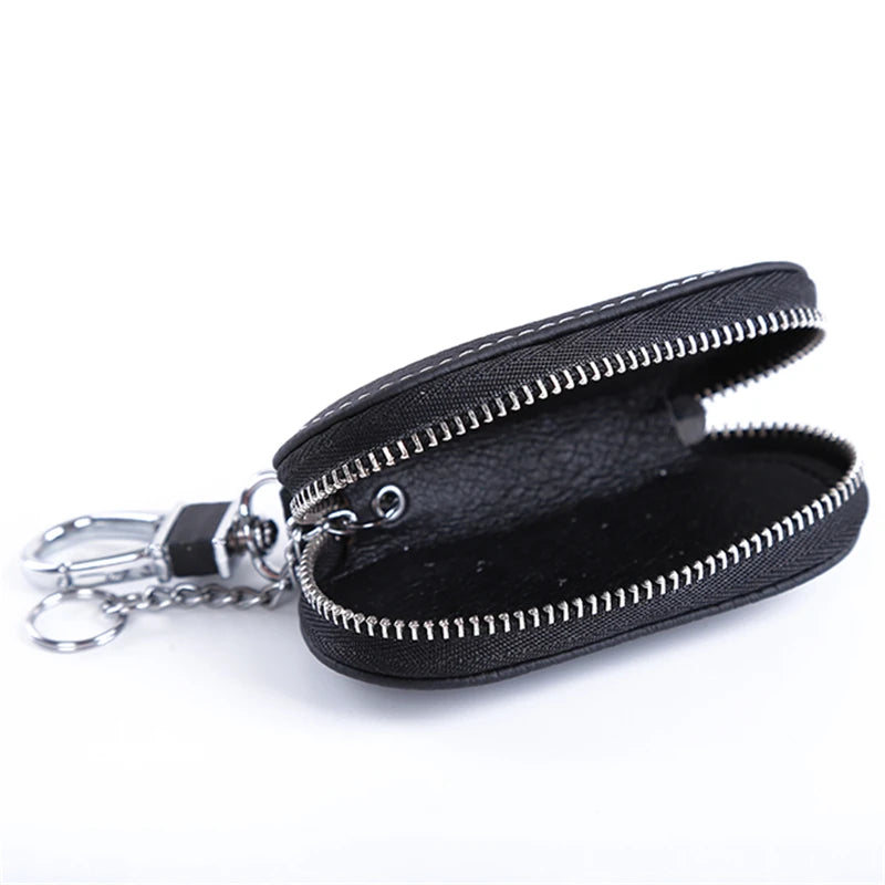 Leather Key Holder Wallet Organizer with Zipper Case