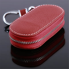 Leather Key Holder Housekeeper Organizer Zipper Key Case Bag