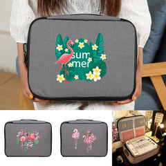 Flamingo Print Large File Lockbox Travel Handbag