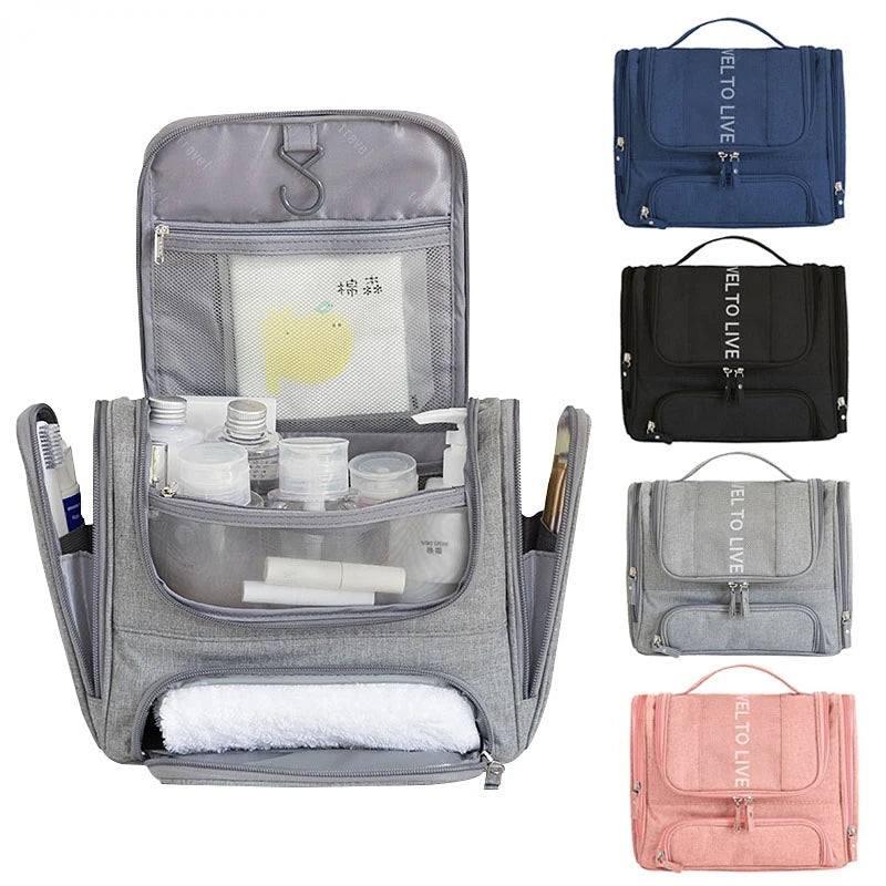 Men Large Makeup Bag Organizer Portable Travel Cosmetic Bag Hanging Wash Pouch